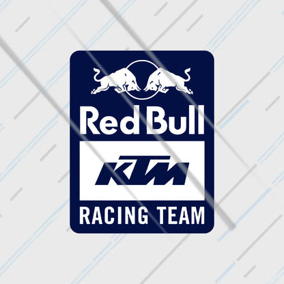 Red Bull KTM Racing Team reflective sticker 3 inch glowing under headlights at night