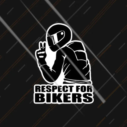 Respect for Bikers reflective sticker 3 inch glowing under headlights at night