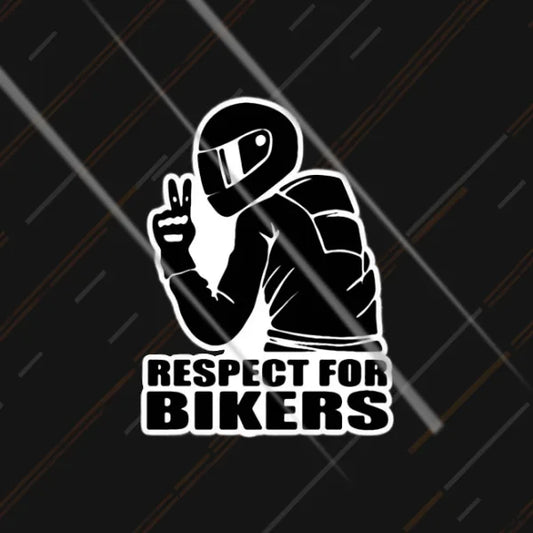 Respect for Bikers reflective sticker 3 inch glowing under headlights at night