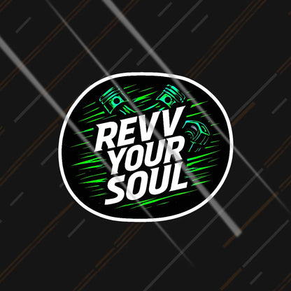 Revv Your Soul circular piston motorhead sticker 3 inch in matte vinyl