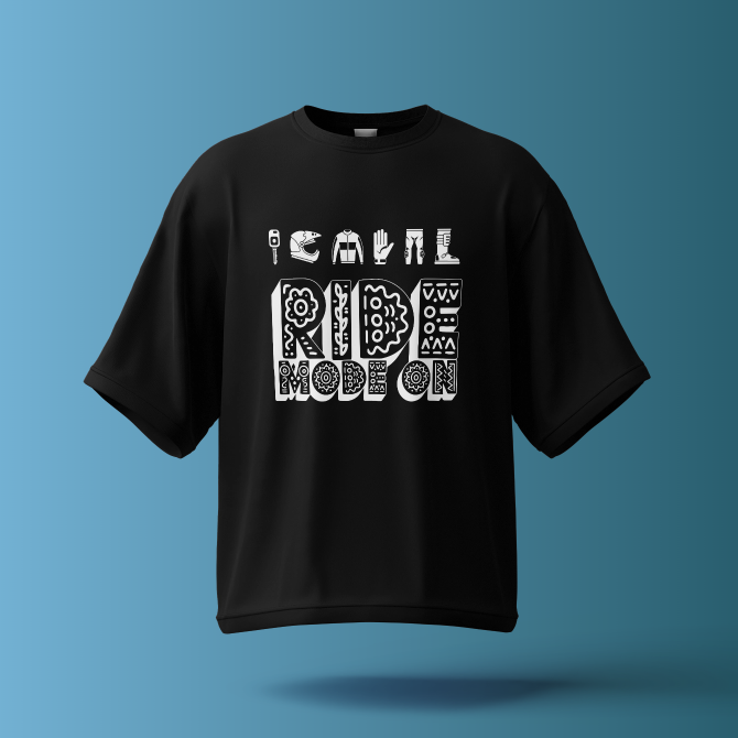 Ride Mode ON oversized t shirt front graphic typography black streetwear India