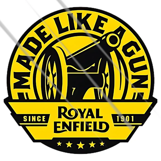 Royal Enfield made like a gun classic motorcycle logo vinyl sticker – Motohomies
