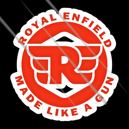 Royal Enfield made like a gun retro motorcycle logo sticker for bikes – Motohomies