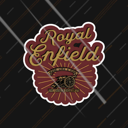 Royal Enfield vintage medallion reflective sticker 3 inch glowing under headlights at night