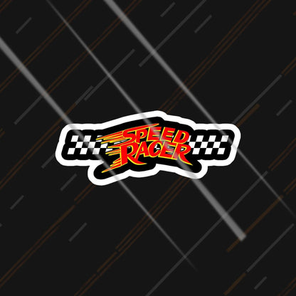 Speed Racer reflective sticker 3 inch glowing under headlights at night