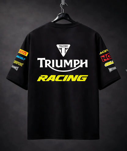 Triumph oversized t shirt back racing design biker streetwear India