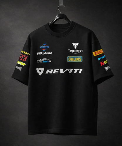 Triumph oversized t shirt front racing graphic black biker streetwear India