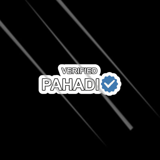 verified pahadi sticker with badge design representing mountain culture and identity