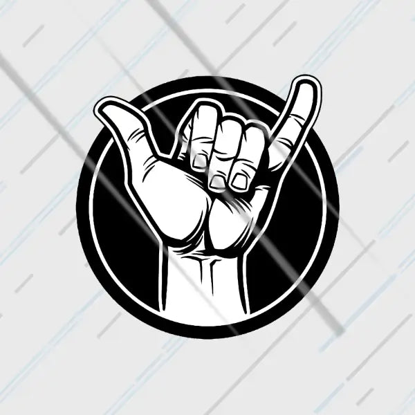 Yo Biker shaka reflective sticker 3 inch glowing under headlights at night