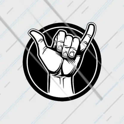 Yo Biker shaka reflective sticker 3 inch glowing under headlights at night