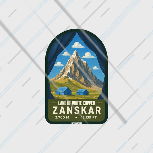 Gonbo Rangjan zanskar land of white copper himalayan travel badge 3700m 12139ft waterproof vinyl sticker 3 inch for bikes helmets and cars Motohomies